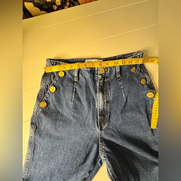 Zara Sailor Denim Jeans US 6 Wide Leg High Waist EUC - Picture 5 of 13